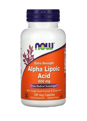 Now Foods ALPHA LIPOIC ACID (Альфа-ліпоєва кислота) 600мг, 120 вег.капс NOW-03045 фото