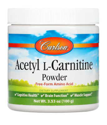 Carlson Labs Acetyl L-Carnitine Amino Acid Powder (Ацетил карнітин), 3.53 oz (100 г) CAR-07925 фото