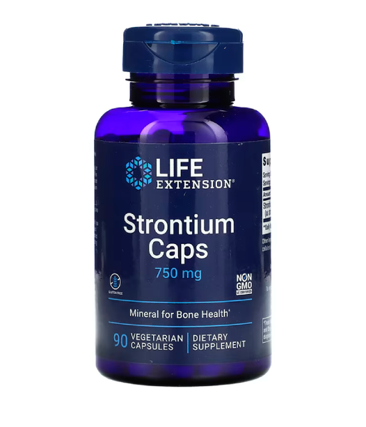 Life Extension Strontium Minerals for Bone Health (Стронций для здоровья костей) 750 мг, 90 вег.капс. LEX-14769 фото