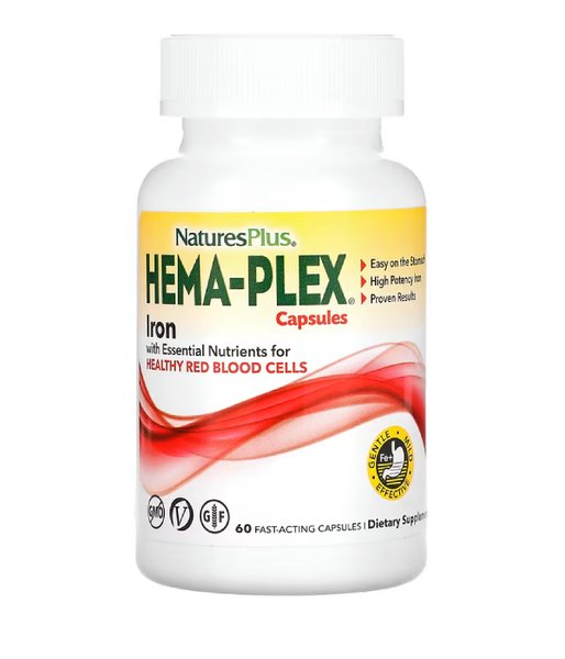 Nature's Plus Hema-Plex (Комплекс витаминов и минералов) быстродействующий, 60 вег.капс. NAP-03772 фото