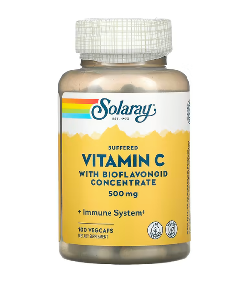 Solaray Buffered Vitamin C with Bioflavonoid Concentrate (Вітамін С і біофлавоноідний концентрат) 500 мг, 100 вег.капс. SOR-04420 фото